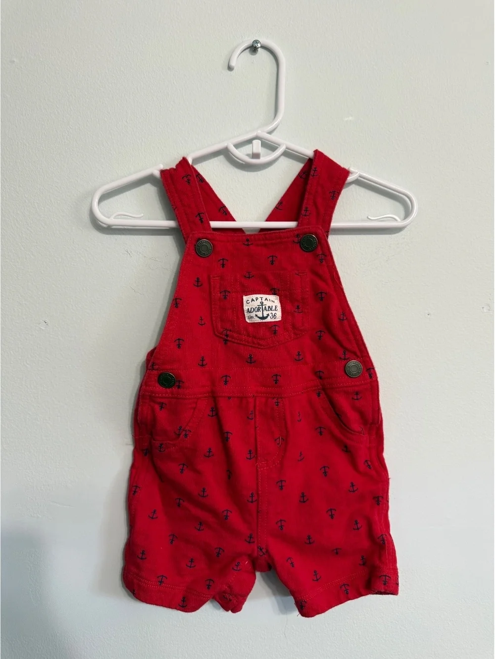 Carter's 9M Red Anchor Print Baby Overalls